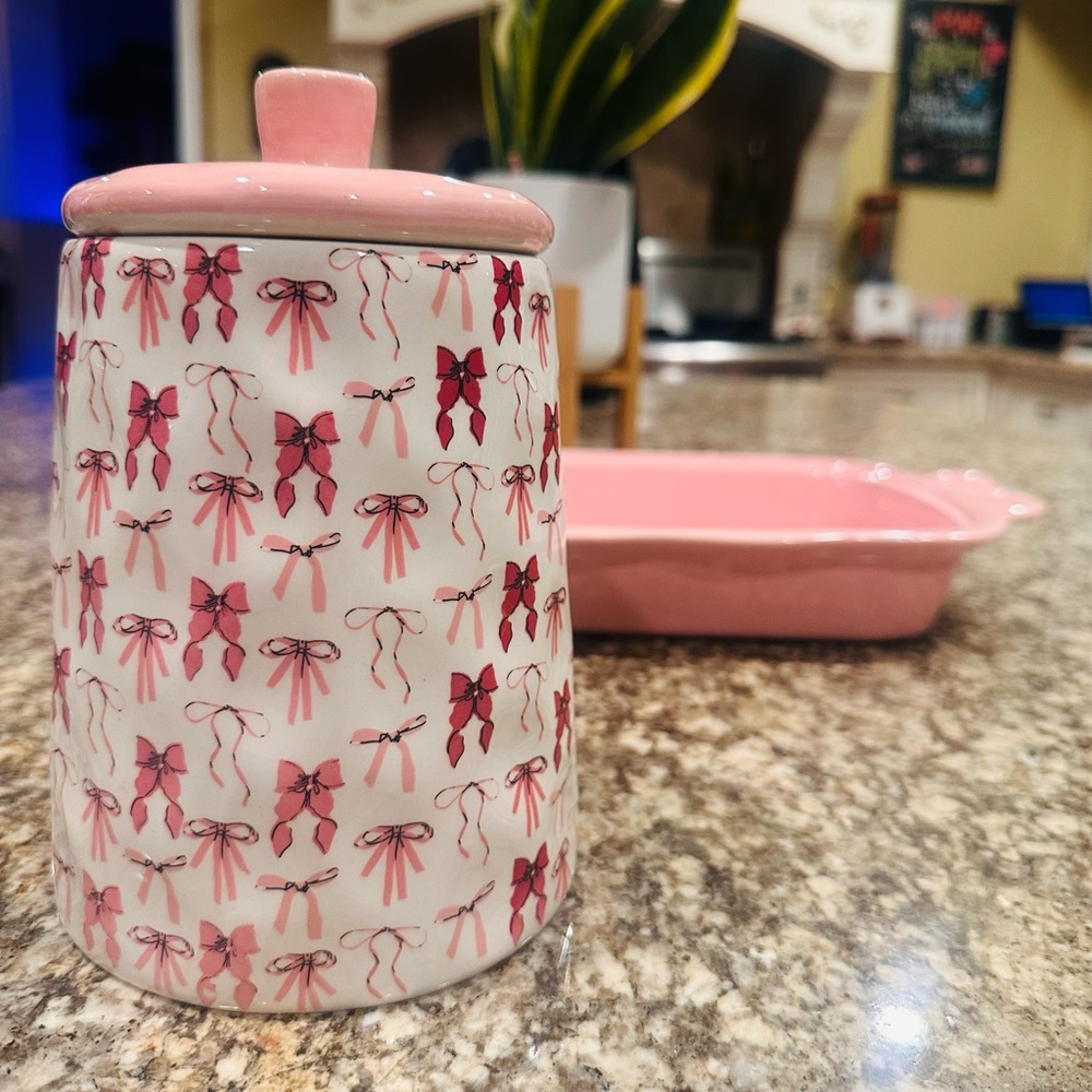 Pink Bow Ceramic Kitchen Canister